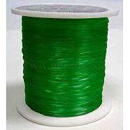 Flat Elastic Crystal String, Elastic Beading Thread, for Stretch Bracelet Making, Dyed, Green, 0.8mm, about 65.61 yards(60m)/roll(X-EW024-1)