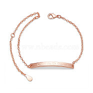 SHEGRACE Brass Inspirational ID Bracelets, with Cable Chains, Rectangle with Word Credit in Te Stesso, Rose Gold, 6-1/2 inch(16.5cm)(JB540B)