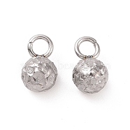 304 Stainless Steel Charms, Round, Stainless Steel Color, 7x4mm, Hole: 1.6mm(STAS-C059-11P)