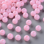Opaque Acrylic Beads, Round, Pearl Pink, 6x5mm, Hole: 1.8mm, about 4400pcs/500g(MACR-S370-C6mm-A01)