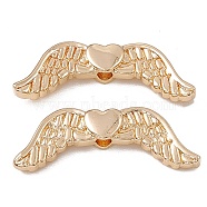 Rack Plating Brass Beads, Long-Lasting Plated, Heart Wing, Real 14K Gold Plated, 7.5x20.5x3mm, Hole: 1.5mm(KK-G455-03G)