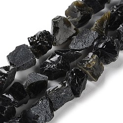 Raw Rough Natural Obsidian Beads Strands, Nuggets, 4~11x4.5~14.5x4.5~14.5mm, Hole: 0.8mm, about 41~43pcs/strand, 15.35~15.94''(39~40.5cm)(G-B065-C20)