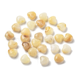 Opaque Acrylic Beads, Two Tone, Heart, Wheat, 9x10x5mm, Hole: 1.5mm(OACR-Q196-11A)