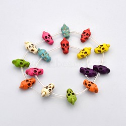 Synthetic Turquoise Skull Beads Strands, Dyed, 22x11x10mm, Hole: 1mm,  about 16pcs/strand, 16.5 inch(TURQ-F004-01)