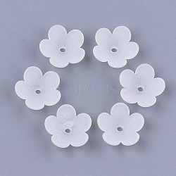 5-Petal Transparent Acrylic Bead Caps, Frosted, Flower, Clear, 17x18x5mm, Hole: 2mm(FACR-T001-12)
