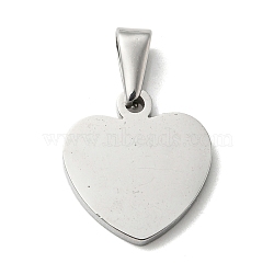 304 Stainless Steel Pendants, Stamping Blank Tag, Heart, Stainless Steel Color, 17.5x16x1.36mm, Hole: 10mm(STAS-I135-12P-A)