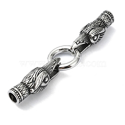 Tibetan Style 304 Stainless Steel Spring Gate Rings, Manual Polishing, Antique Silver, 75mm.(FIND-Z046-04AS-03)