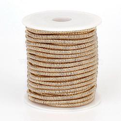 Polyester Cord, with Iron Chains Inside, BurlyWood, 4x3.5~4mm, about 18yards/roll(MCOR-P004-02)