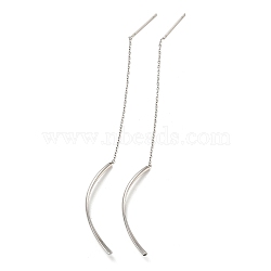 304 Stainless Steel Curved Bar Dangle Stud Earring Findings, Earring Thread, Stainless Steel Color, 115x2mm(STAS-Q310-01P)