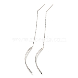 Non-Tarnish 304 Stainless Steel Curved Bar Dangle Stud Earring Findings, Earring Thread, Stainless Steel Color, 115x2mm(STAS-Q310-01P)