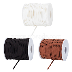 Elite 3 Rolls 3 Colors Faux Suede Cord, Faux Suede Lace, Mixed Color, 2~2.5x1.5~2mm, about 50 Yards(45m)/Roll, 1 roll/color(LW-PH0002-23)