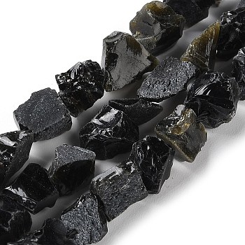 Raw Rough Natural Obsidian Beads Strands, Nuggets, 4~11x4.5~14.5x4.5~14.5mm, Hole: 0.8mm, about 41~43pcs/strand, 15.35~15.94''(39~40.5cm)