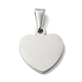304 Stainless Steel Pendants, Stamping Blank Tag, Heart, Stainless Steel Color, 17.5x16x1.36mm, Hole: 10mm