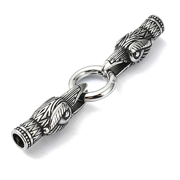 Tibetan Style 304 Stainless Steel Spring Gate Rings, Manual Polishing, Antique Silver, 75mm.