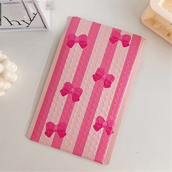 Rectangle Self Seal Bubble Mailers, Waterproof Bowknot Padded Envelope Packaging, for Jewelry Makeup Supplies, Hot Pink, 24x15cm