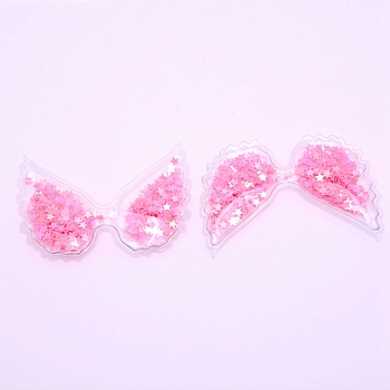 PVC with Resin Accessories, DIY for Bobby pin Accessories, Glitter Powder, Angel Wings, Hot Pink, 46x70x4mm