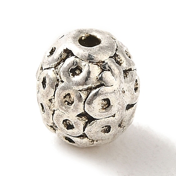 Tibetan Style Alloy Beads, Cadmium Free & Lead Free, Textured, Oval, Antique Silver, 8.5x8x7.5mm, Hole: 1.4mm