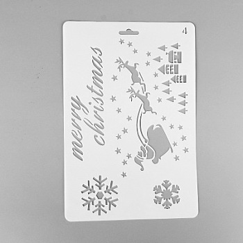 Creative Christmas Plastic Drawing Stencil, Hollow Hand Accounts Ruler Templat, For DIY Scrapbooking, White, 25.9x17.2cm
