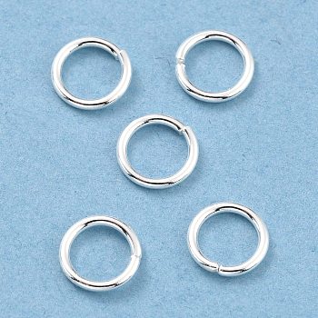 Rack Plating Brass Jump Rings, Open Jump Rings, Long-Lasting Plated, 925 Sterling Silver Plated, 6x0.8mm, 18 Gauge, Inner Diameter: 4mm