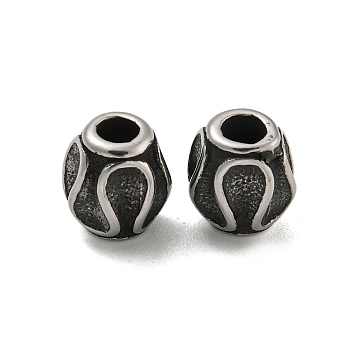 Oval 304 Stainless Steel Beads, Antique Silver, 8x7.5mm, Hole: 2.5mm