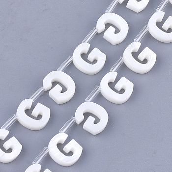 Natural Freshwater Shell Beads, Top Drilled Beads, White, Letter.G, 10x8x3mm, Hole: 0.8mm