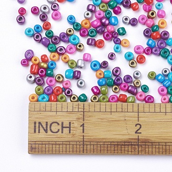 6/0 Baking Paint Glass Seed Beads, Mixed Color, 4~5x3~4mm, Hole: 1~2mm, about 1100pcs/50g