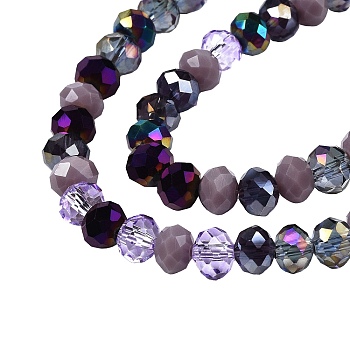Electroplate Glass Beads Strands, Faceted, Rondelle, Lilac, 5.5~6x5mm, Hole: 1mm, about 90~92pcs/strand, 16.54~16.93''(42~43cm)