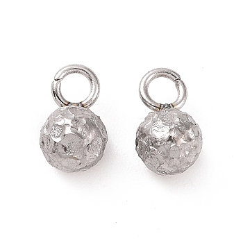 304 Stainless Steel Charms, Round, Stainless Steel Color, 7x4mm, Hole: 1.6mm