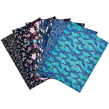 Rectangle with Flower Pattern Cotton Fabric, Clothing Accessories, Mixed Color, 502x405x0.3mm, 6pcs/set