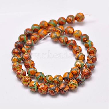Tibetan Style Turtle Back Pattern dZi Beads Strands(G-P229-A-01-10mm)-2