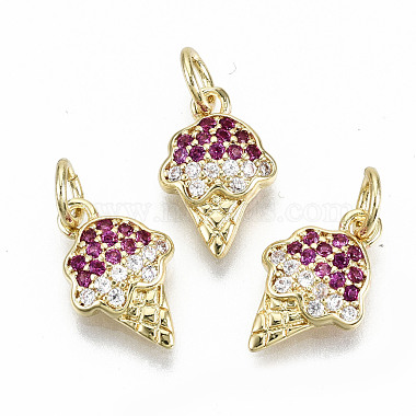 Real 16K Gold Plated Colorful Food Brass+Cubic Zirconia Charms