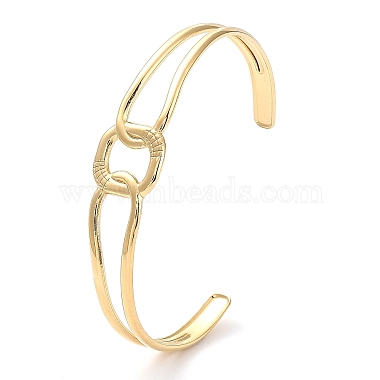 304 Stainless Steel Hollow Rectangle Cuff Bangle for Women(BJEW-D061-03G)-2
