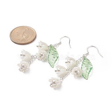 ABS Plastic Flower of Life with Shell Pearl Beaded Dangle Earrings(EJEW-TA00182)-3