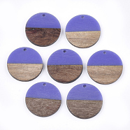 Resin & Wood Pendants, Flat Round, Mauve, 28.5x3.5~4mm, Hole: 1.5mm(X-RESI-S358-02B-10)