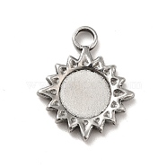 304 Stainless Steel Pendant Cabochon Settings, Sun, Stainless Steel Color, Tray: 8mm, 19x15x2mm, Hole: 2.5mm(STAS-I694-01P)