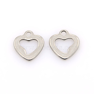 304 Stainless Steel Open Heart Charms, Hollow, Stainless Steel Color, 10x9x1mm, Hole: 1mm(STAS-J014-02)