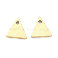 Ion Plating(IP) 304 Stainless Steel Pendants, Stamping Blank Tag, Laser Cut, Double Side Drawbench Effect, Triangle, Golden, 6x6x1mm, Hole: 0.9mm(STAS-K216-45G)