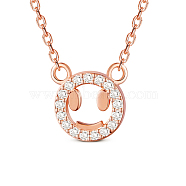 SHEGRACE 925 Sterling Silver Pendant Necklaces, with Micro Pave AAA Cubic Zirconia, Bear, Rose Gold, 15.74 inch (40cm)(JN639B)
