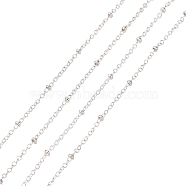 Electroplate Brass Cable Chains, Satellite Chains, Soldered, with Spool, Beads, Silver Color Plated, 2mm, about 328.08 Feet(100m)/roll(CHC-L019-06S)