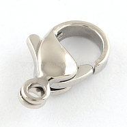 Polished 316 Surgical Stainless Steel Lobster Claw Clasps, Stainless Steel Color, 10x6x3.5mm, Hole: 1mm(STAS-R072-11)