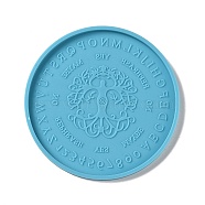 Tarot Theme DIY Flat Round Divination Coaster Food Grade Silicone Molds, Resin Casting Molds, for UV Resin & Epoxy Resin Craft Making, Goddess Pattern, 105x6.5mm, Inner Diameter: 99mm(DIY-G083-02E)