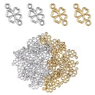 60 Pieces Four Leaf Clover Connector Charm Alloy Lucky Clover Charm Pendant with Jump Ring for Jewelry Necklace Bracelet Earring Making Crafts, Platinum & Golden, 20.5x12.5mm, Hole: 2.5mm(JX338A)