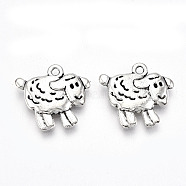 Tibetan Style Alloy Pendants, Lead Free & Cadmium Free, Sheep, Antique Silver, 16.5x18x2.5mm, Hole: 1.6mm, about 250pcs/500g(TIBE-S323-019AS-RS)
