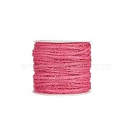 Jute Cord, Jute String, Jute Twine, for Jewelry Making, Hot Pink, 2mm, about 10.93 yards(10m)/roll(OCOR-WH0002-10)