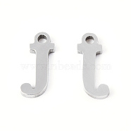 201 Stainless Steel Charms, Alphabet, Letter.J, 9x3x1mm, Hole: 1mm(STAS-N091-176J-P)