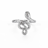 Snake Shape Rack Plating Alloy Cuff Rings, Open Rings, Cadmium Free & Lead Free, Platinum, US Size 8(18.1mm)(RJEW-Q163-028B-RS)