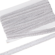 10M Polyester Centipede Lace Ribbons, Jacquard Ribbon, Centipede Lace Ribbons, Garment Accessories, Silver, 5/8 inch(15~17mm), about 10.94 Yards(10m)/Card(OCOR-WH0070-73A)