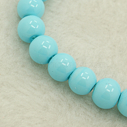 Pearlized Glass Pearl Round Beads Strand, Deep Sky Blue, 8mm, Hole: 1mm, about 105pcs/strand, 32 inch(X-HY-8D-B60)