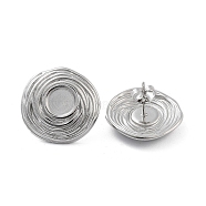 304 Stainless Steel Stud Earrings, Flat Round, Stainless Steel Color, 22.5x21.5mm(EJEW-P258-43P)
