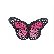 Butterfly Appliques, Computerized Embroidery Cloth Iron on Patches, Costume Accessories, Deep Pink, 45x80mm(WG14339-11)